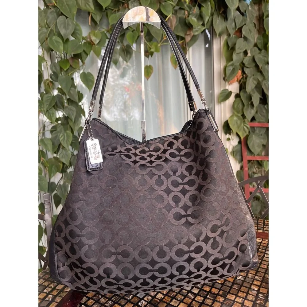 Coach Madison Phoebe Op Art Signature Sateen Fabric Shoulder Bag